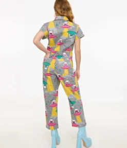 Unique Vintage Rompers & Jumpsuits|Rompers & Jumpsuits>Blue Platypus Cats In Space Jumpsuit