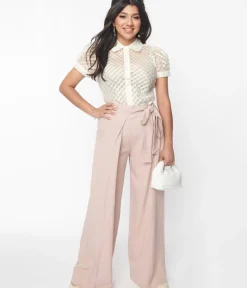 Unique Vintage Pants|Work Wear>Blush Pink Harem Palazzo Pants