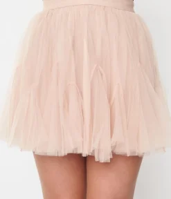 Unique Vintage Skirts|All Things Pink>Blush Pink Pleated Tulle Skirt