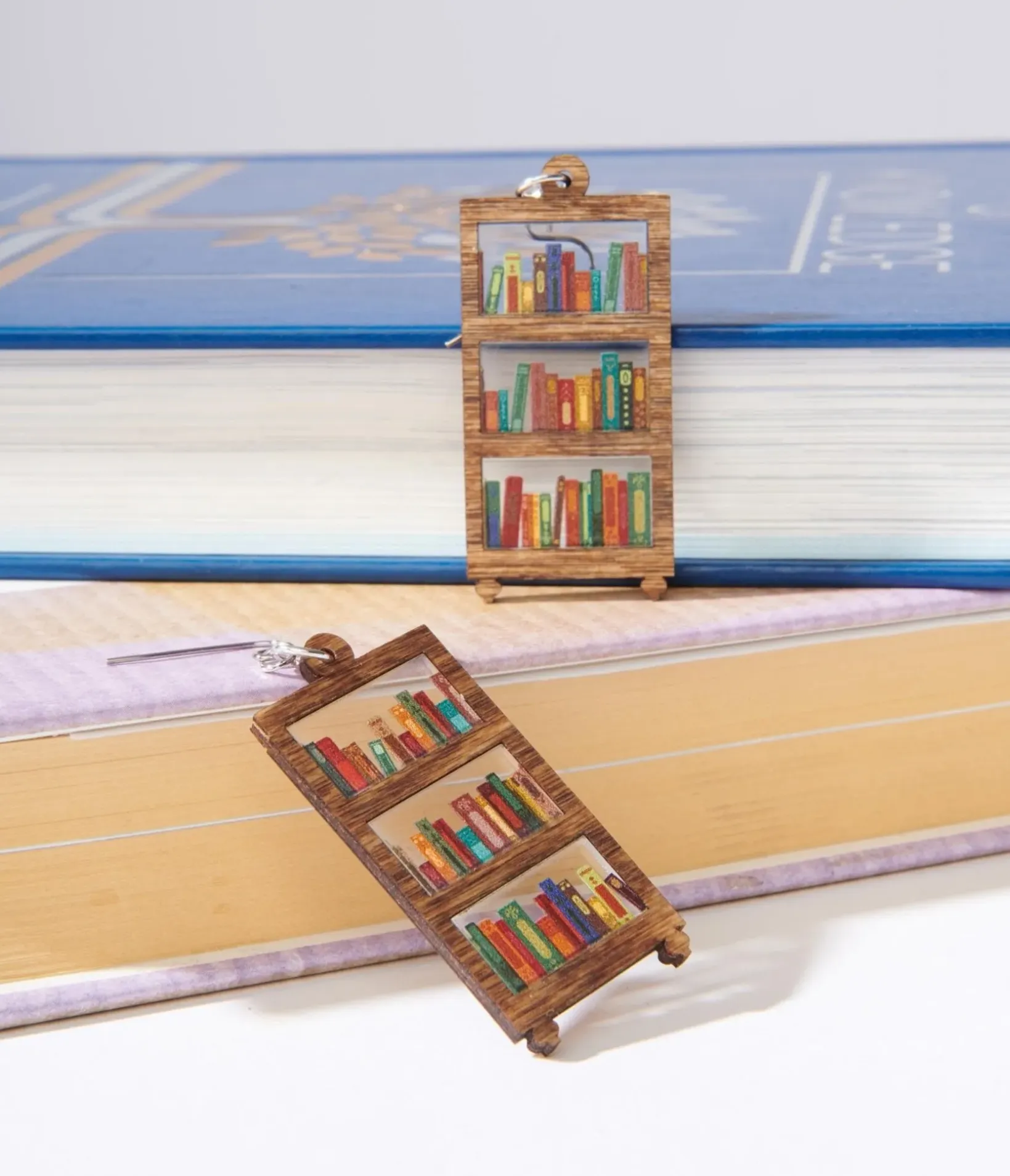 Unique Vintage Earrings>Bookshelf Dangle Earrings