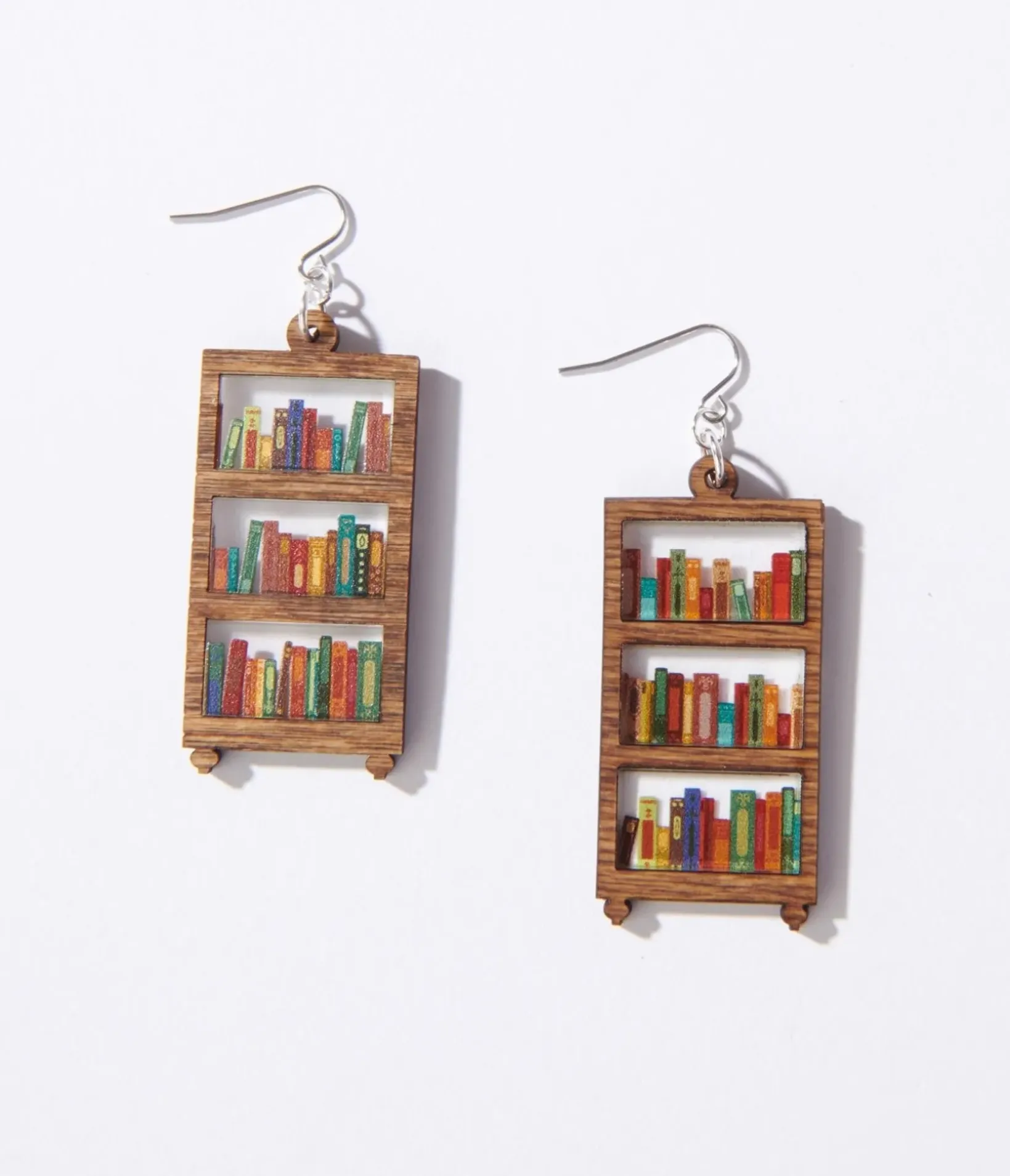 Unique Vintage Earrings>Bookshelf Dangle Earrings