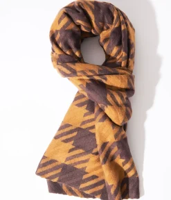 Unique Vintage Gloves & Scarves>Brown & Mustard Checkered Scarf