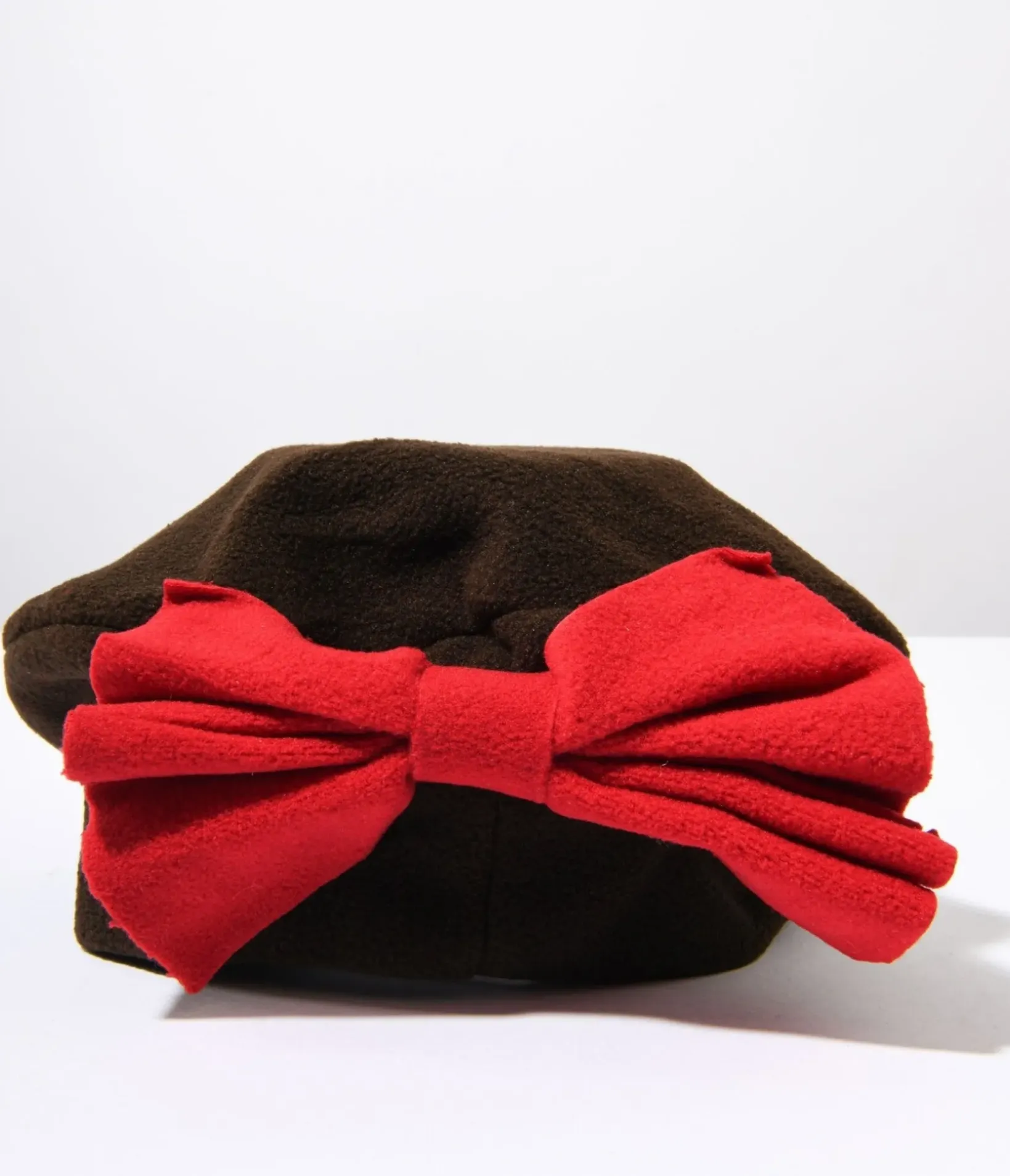 Unique Vintage All Things Red|Berets>Brown & Red Bow Beret
