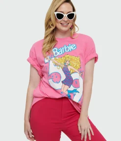 Unique Vintage Graphic Tees|Graphic Tees>Cakeworthy Pink Barbie Birthday Oversized Graphic Tee
