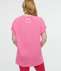 Unique Vintage Graphic Tees|Graphic Tees>Cakeworthy Pink Barbie Birthday Oversized Graphic Tee
