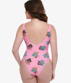 Unique Vintage One Piece Swim|One Piece Swim>Cakeworthy Pink Barbie California Dream One Piece Swimsuit
