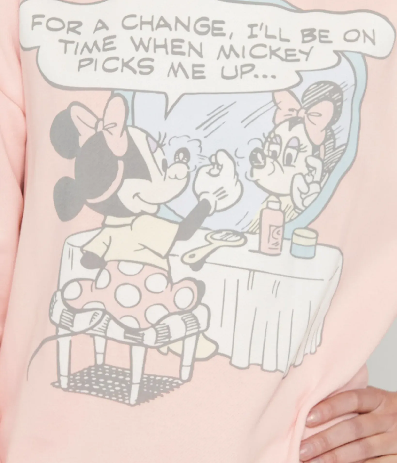 Unique Vintage Graphic Tees|All Things Pink>Cakeworthy Pink Minnie Mouse Comic Collared Sweatshirt