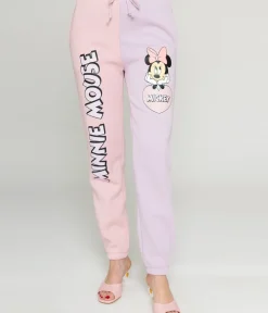 Unique Vintage Pants|All Things Pink>Cakeworthy Pink & Purple Colorblock Minnie Mouse Joggers