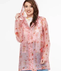 Unique Vintage Coats & Jackets|All Things Pink>Cakeworthy Pink & Red Strawberry Shortcake Rain Jacket