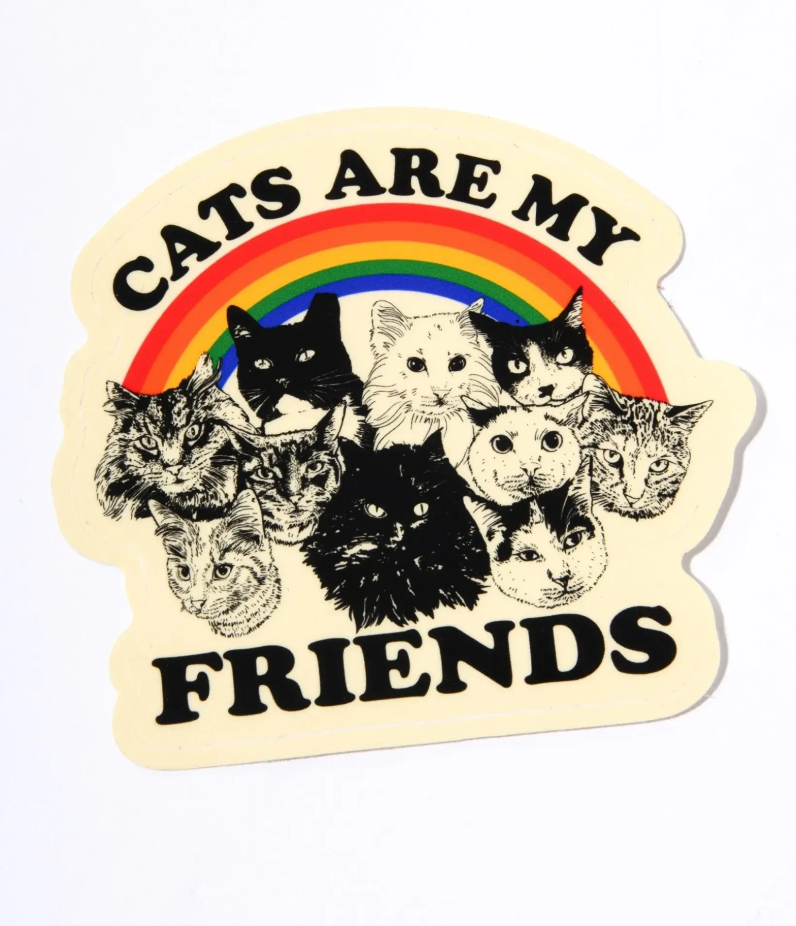 Unique Vintage Gift Under $20|Stationary>Cats Are My Friends Vinyl Sticker