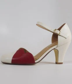 Unique Vintage Special Occasion|Heels>Chelsea Crew Red & Bone Lover Pumps