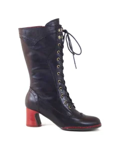 Unique Vintage Boots>Chelsea Crew 1930s Black Leatherette Knee High Gaston Boots