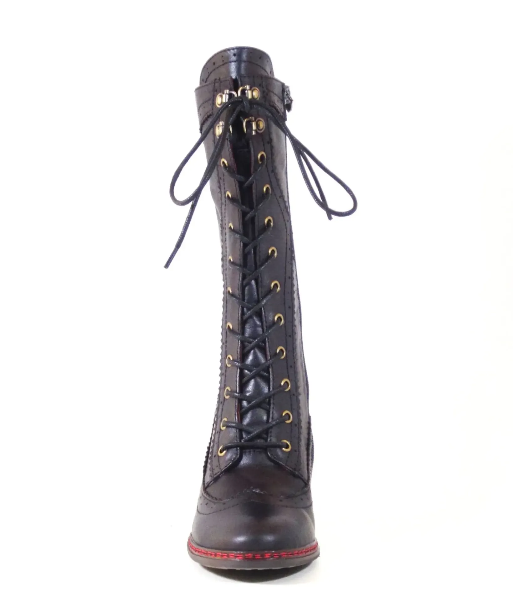 Unique Vintage Boots>Chelsea Crew 1930s Black Leatherette Knee High Gaston Boots