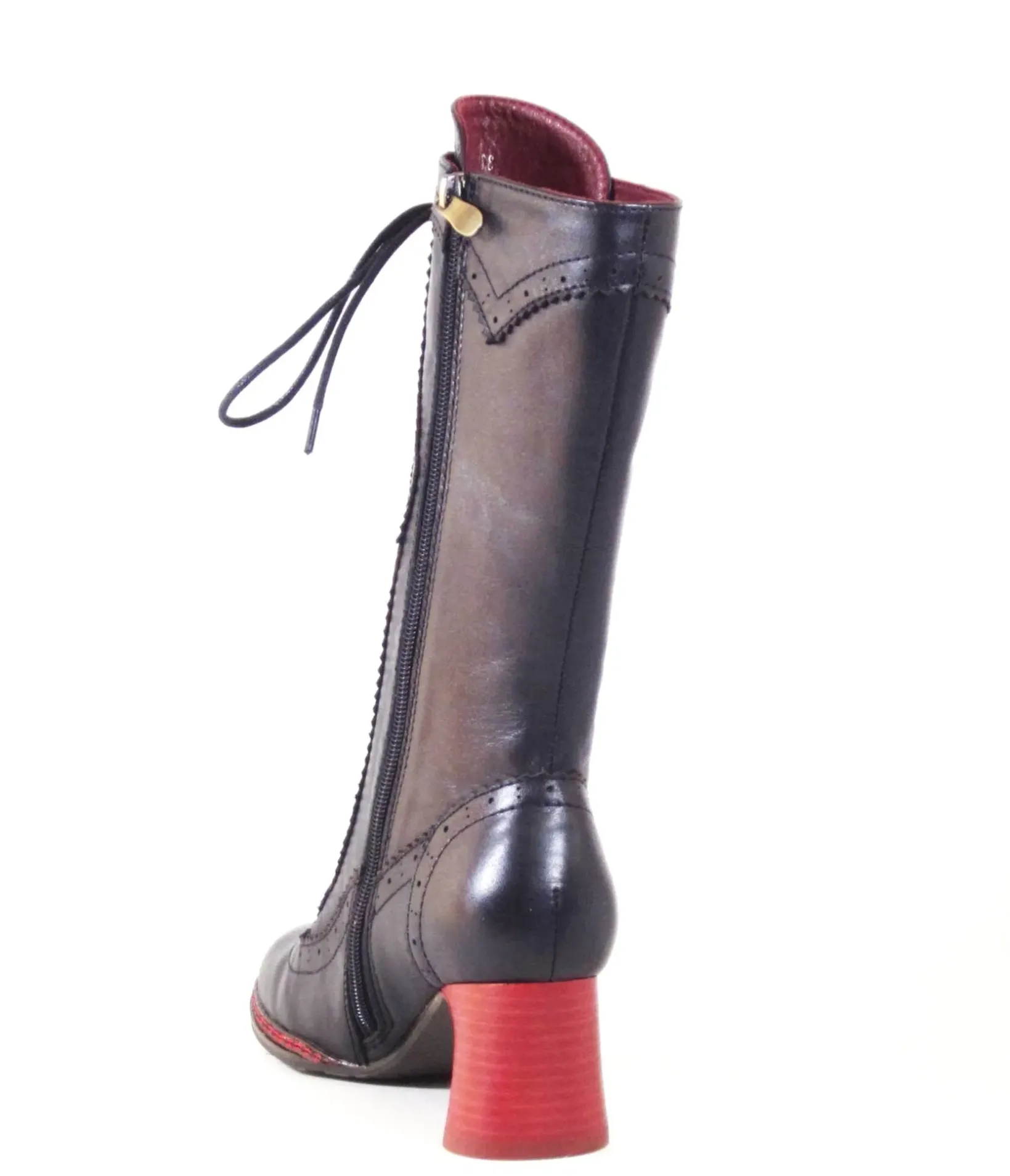 Unique Vintage Boots>Chelsea Crew 1930s Black Leatherette Knee High Gaston Boots