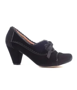 Unique Vintage Heels>Chelsea Crew 1930s Black Velvet Oxford Madison Heels