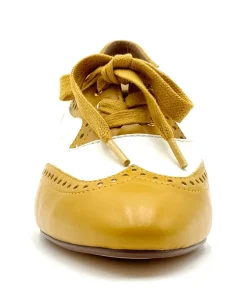 Unique Vintage Heels>Chelsea Crew 1950's Mustard & White Demi Oxford Saddle Shoes