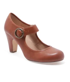 Unique Vintage Heels>Chelsea Crew 1940s Rust Leatherette Mary Jane Madeline Heels