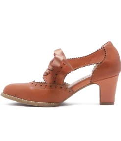 Unique Vintage Heels>Chelsea Crew 1930s Tan Leather Bow Oxford Heels