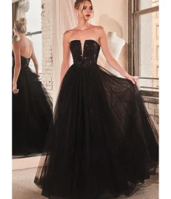 Unique Vintage Special Occasion|Prom Dresses>Cinderella Divine Black Glitter Bodice & Tulle Prom Ball Gown
