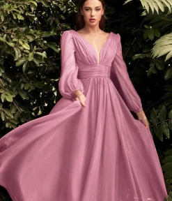 Unique Vintage Special Occasion|All Things Pink>Cinderella Divine Blossom Pink Chiffon Sleeve Prom Goddess Gown