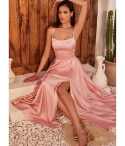 Unique Vintage Special Occasion|Prom Dresses>Cinderella Divine Blush Satin A Line Bridesmaid Dress