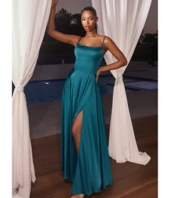 Unique Vintage Special Occasion|Prom Dresses>Cinderella Divine French Navy Satin A Line Bridesmaid Dress