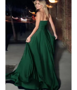 Unique Vintage Special Occasion|Prom Dresses>Cinderella Divine Hunter Green Satin Strapless Keyhole Evening Gown