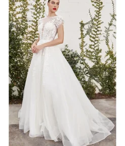 Unique Vintage Special Occasion|Wedding Dresses>Cinderella Divine Ivory Floral Glitter Tulle Bridal Ball Gown