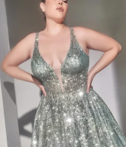 Unique Vintage Special Occasion|Prom Dresses>Cinderella Divine Light Blue Beaded Shimmer Prom Ball Gown