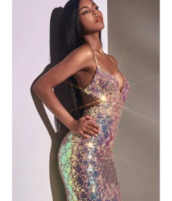Unique Vintage Special Occasion|Prom Dresses>Cinderella Divine Magical Mermaid Iridescent Sequin Prom Gown