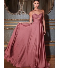 Unique Vintage Special Occasion|Prom Dresses>Cinderella Divine Mauve Rose Satin Strapless Keyhole Evening Gown