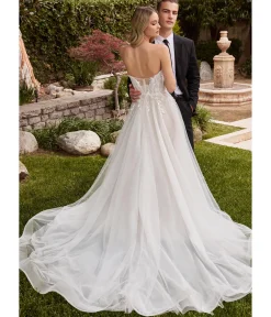Unique Vintage Special Occasion|Prom Dresses>Cinderella Divine Off White Floral Strapless Bridal Gown with Gloves