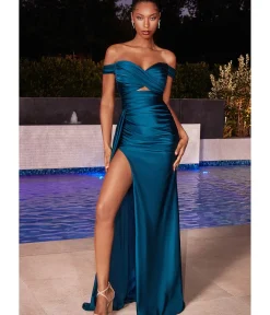 Unique Vintage Special Occasion|Prom Dresses>Cinderella Divine Peacock Keyhole Satin Prom Gown