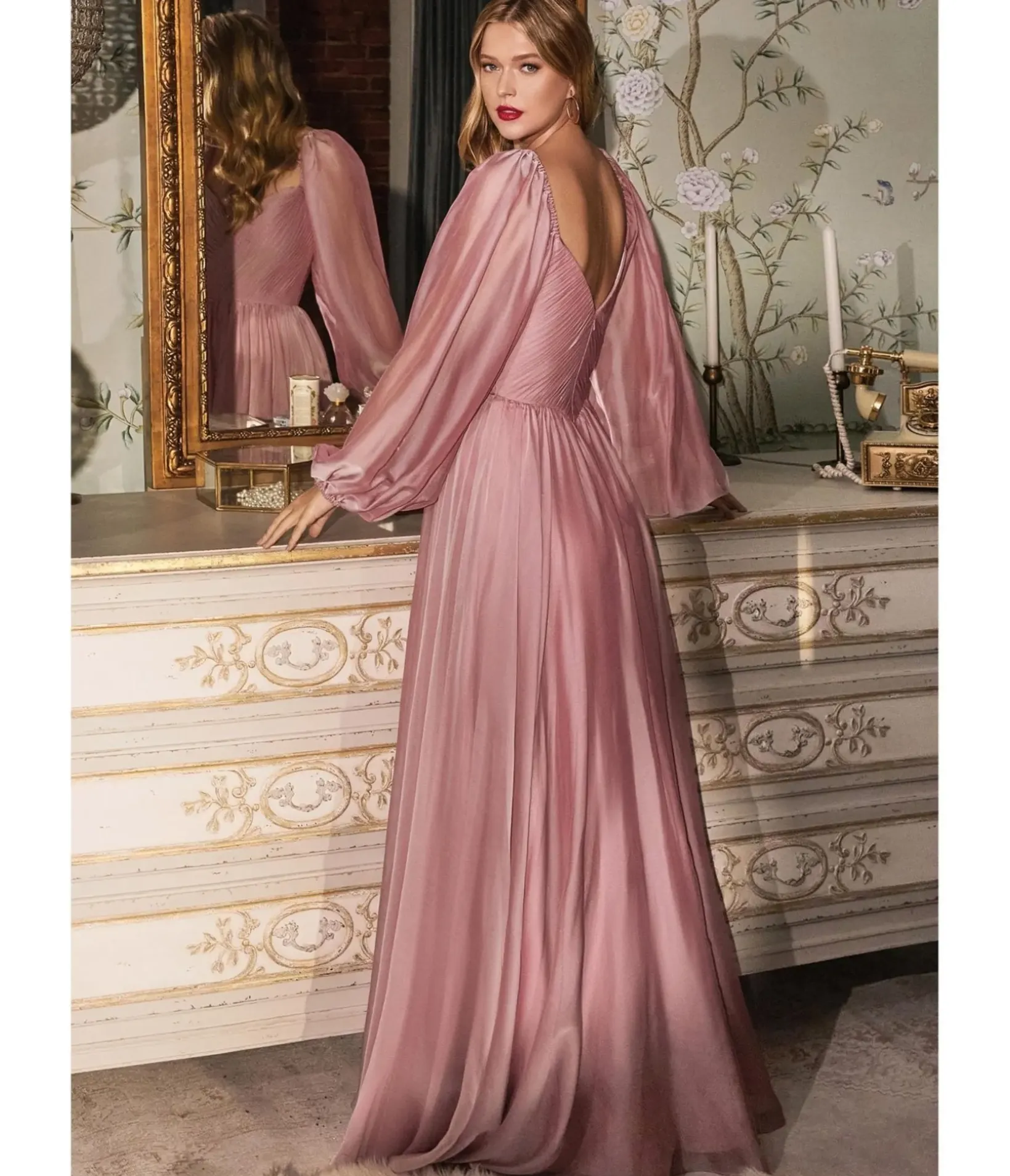 Unique Vintage Bridesmaid Dresses|Wedding Guest>Cinderella Divine Petal Blush Chiffon Sweetheart Bridesmaid Goddess Gown