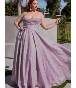 Unique Vintage Special Occasion|Prom Dresses>Cinderella Divine Plus Size Lavender Glitter Corset Prom Ball Gown