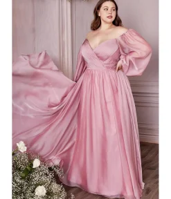 Unique Vintage Bridesmaid Dresses|Wedding Guest>Cinderella Divine Plus Size Petal Blush Chiffon Sweetheart Bridesmaid Goddess Gown