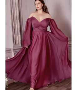 Unique Vintage Bridesmaid Dresses|Wedding Guest>Cinderella Divine Plus Size Rouge Chiffon Sweetheart Bridesmaid Goddess Gown