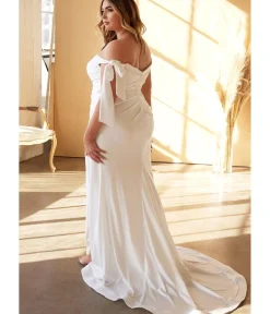 Unique Vintage Special Occasion|Wedding Dresses>Cinderella Divine Plus Size White Off The Shoulder Trumpet Bridal Gown