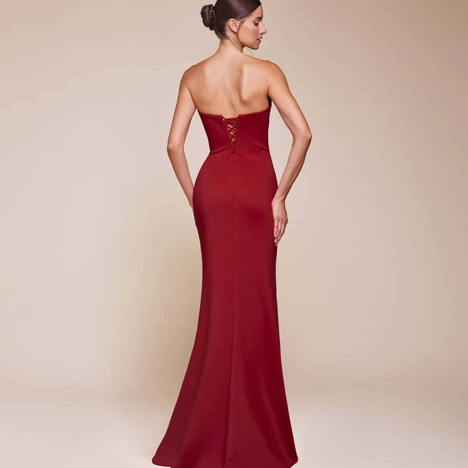 Unique Vintage Special Occasion|All Things Red>Cinderella Divine Red Chiffon Strapless Slit Prom Dress