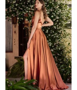 Unique Vintage Special Occasion|Prom Dresses>Cinderella Divine Sienna Flowy Satin A-Line Bridesmaid Gown