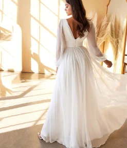 Unique Vintage Special Occasion|Prom Dresses>Cinderella Divine White Chiffon Sleeve Goddess Bridal Gown