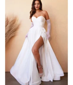 Unique Vintage Special Occasion|Wedding Dresses>Cinderella Divine White Strapless Sweetheart Satin Bridal Gown