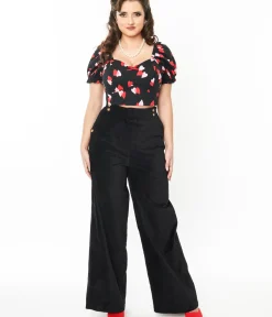 Unique Vintage Pants|Work Wear>Collectif Black Jilka Corduroy Trousers