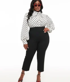 Unique Vintage Pants|Pants>Collectif Plus Size 1950s Black Nora Capri Pants