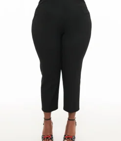 Unique Vintage Pants|Pants>Collectif Plus Size 1950s Black Nora Capri Pants