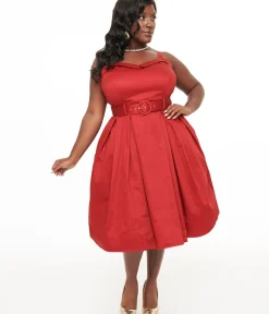 Unique Vintage Swing|Swing>Collectif Plus Size 1950s Red Dorothy Swing Dress