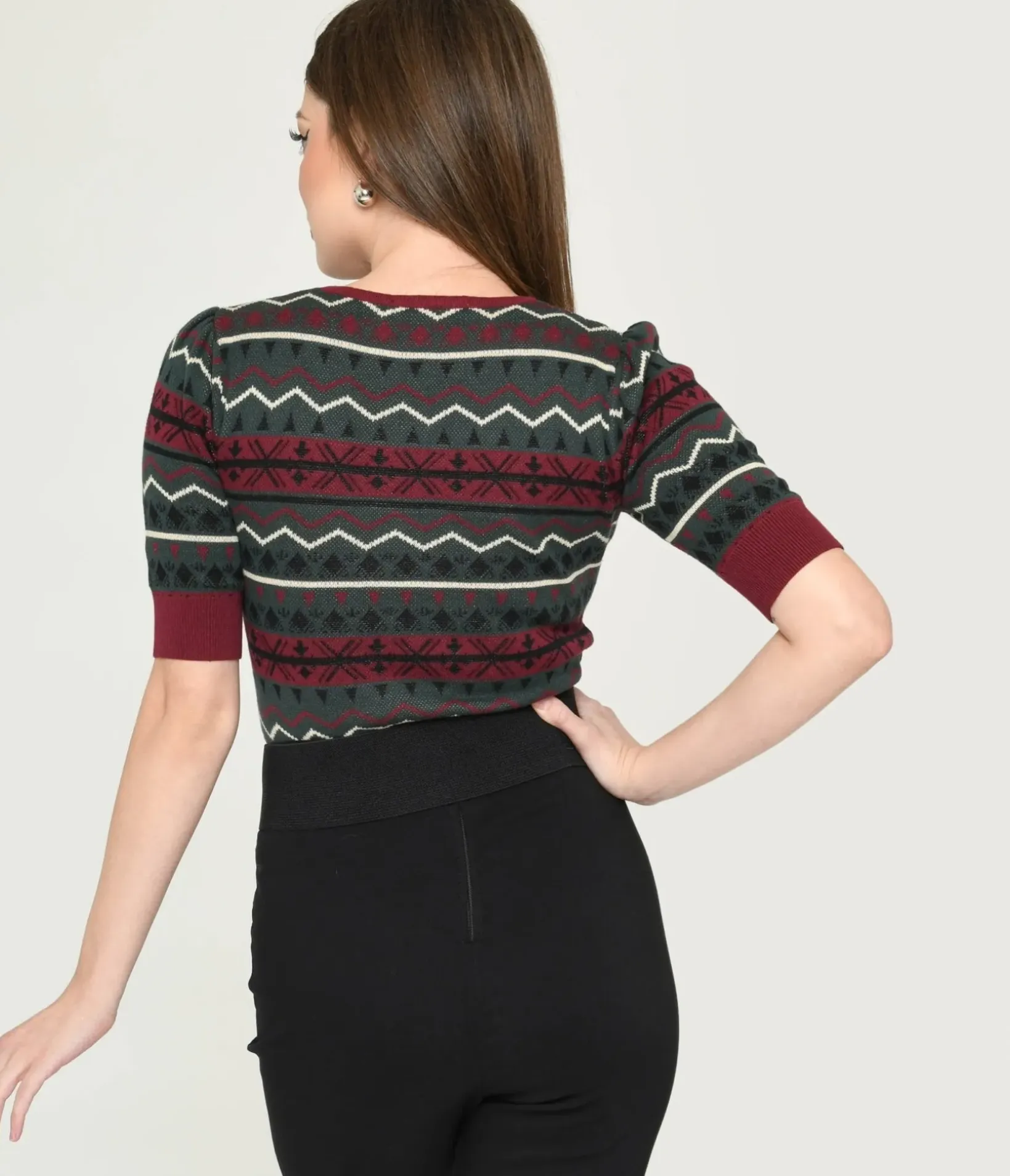 Unique Vintage All Things Red>Collectif Red & Green Fair Isle Sweater