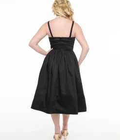Unique Vintage Swing|Pocket Dresses>Collectif 1950s Black Kiana Swing Dress