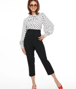 Unique Vintage Pants|All Things Black>Collectif 1950s Black Nora Capri Pants