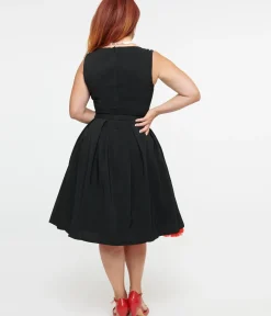 Unique Vintage Everyday Dresses|All Things Black>Collectif 1950s Black Patty Midi Dress